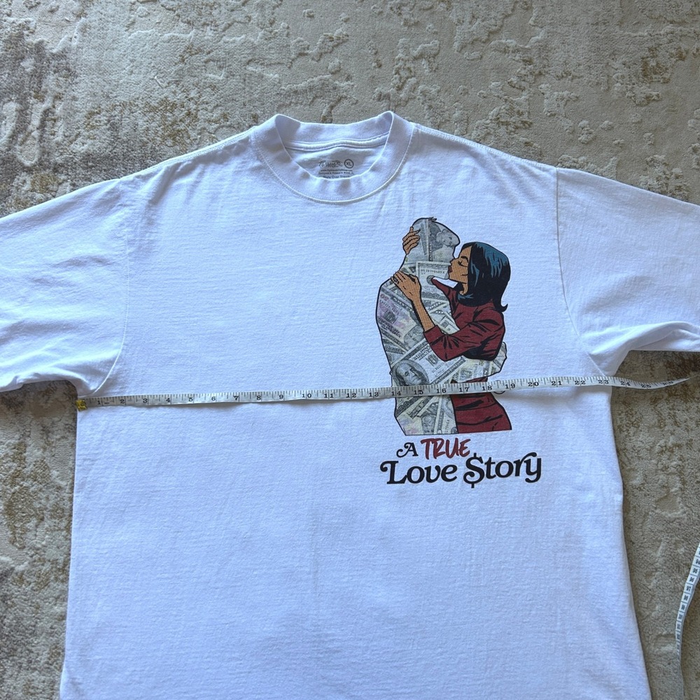 Fly Supply Mens White A True‎ Love Story Graphic Tee - Size XL - Picture 4 of 7
